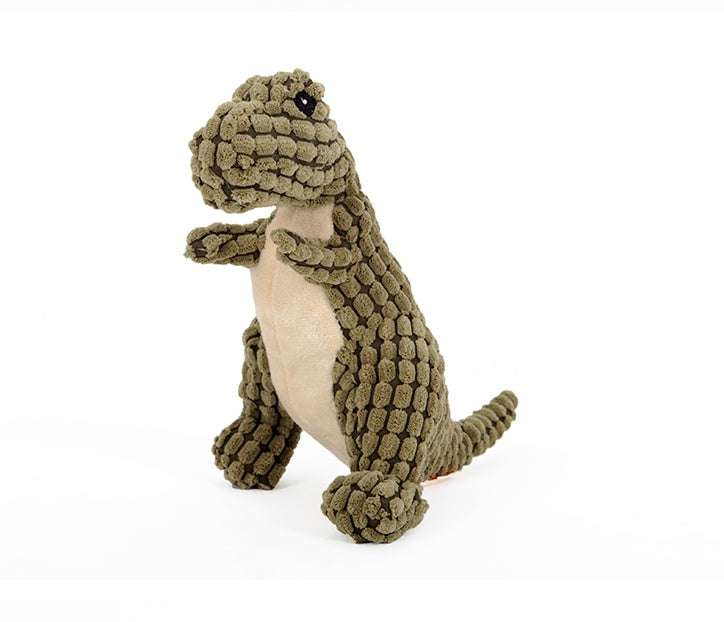 Dinosaur Plush Dog Toy with Squeaker - Interactive Chew Toy for Large & Small Dogs