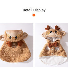 Christmas Reindeer Pet Cape – Warm Winter Cat & Small Dog Coat | Fleece Hooded Holiday Outfit with Leash Ring | Cute Halloween & Xmas Costume for Pets