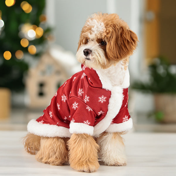 Christmas Fleece-Lined Dog Coat