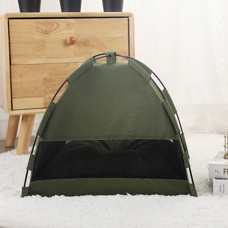 Foldable Pet Tent Bed  Cozy Indoor & Outdoor Cat & Dog House with Cushion