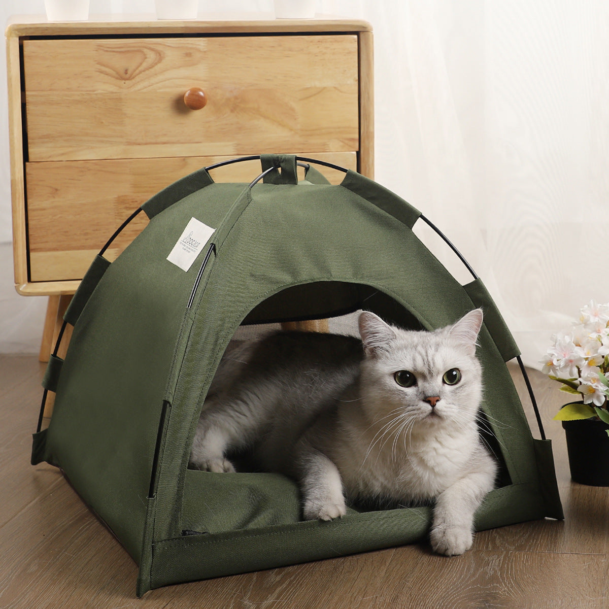Foldable Pet Tent Bed  Cozy Indoor & Outdoor Cat & Dog House with Cushion