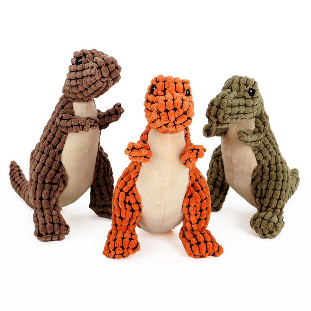 Dinosaur Plush Dog Toy with Squeaker - Interactive Chew Toy for Large & Small Dogs