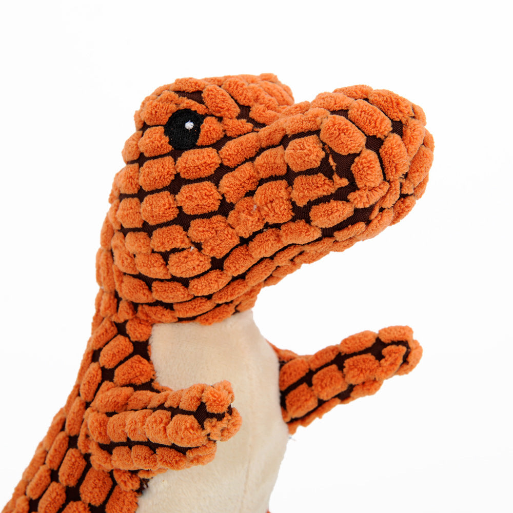 Dinosaur Plush Dog Toy with Squeaker - Interactive Chew Toy for Large & Small Dogs