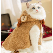 Christmas Reindeer Pet Cape – Warm Winter Cat & Small Dog Coat | Fleece Hooded Holiday Outfit with Leash Ring | Cute Halloween & Xmas Costume for Pets