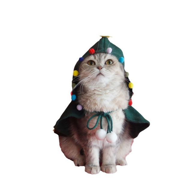 Pet Christmas Hooded Cloak – Warm Polar Fleece Holiday Cape for Cats