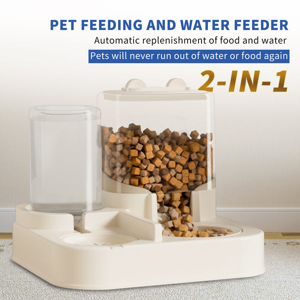 Automatic Pet Feeder & Water Dispenser – 2-in-1 Transparent 2000ml Food + 1500ml Water Auto Refilling System for Cats & Dogs