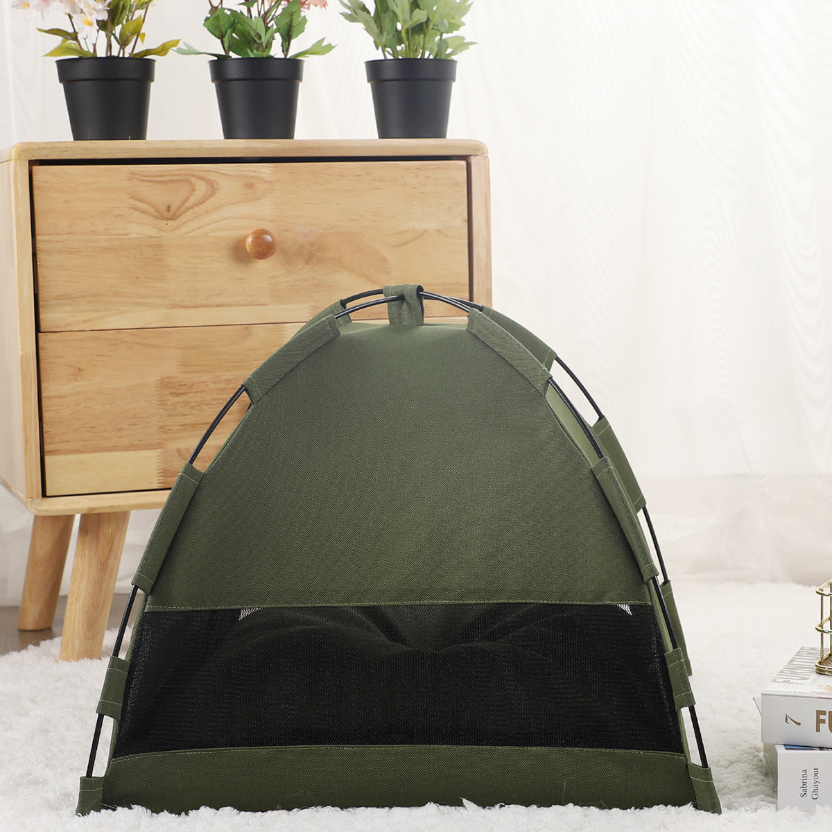 Foldable Pet Tent Bed  Cozy Indoor & Outdoor Cat & Dog House with Cushion