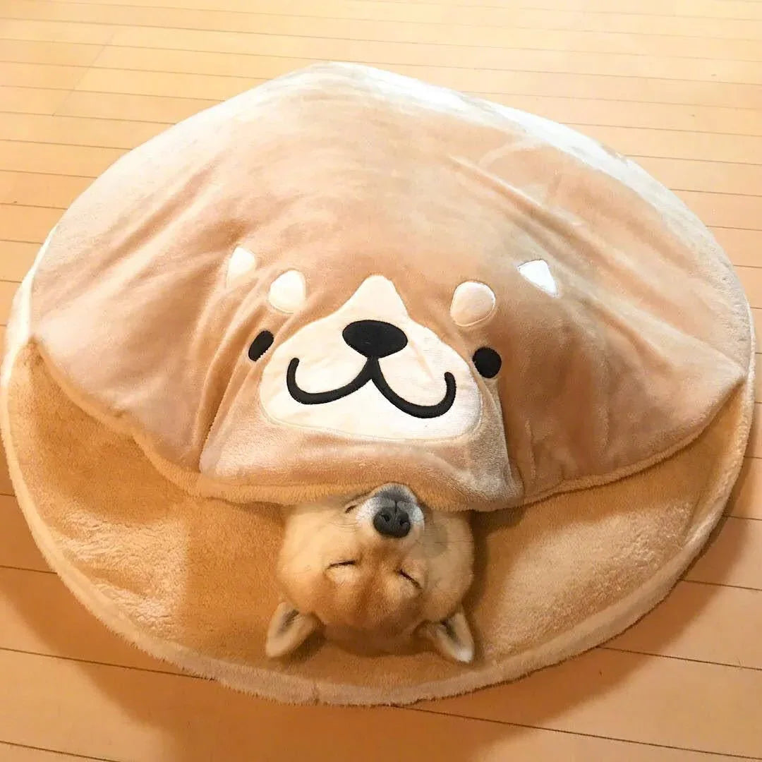 Doghouse Corgi Teddy Plush Dorayaki Sleeping Mat for Cats and Dogs - LITTLE LIVING THINGS