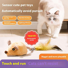 Electric Rechargeable Cat Mouse Toy – Interactive Touch-Activated Running Mouse with Obstacle Avoidance & Feather Tail | USB Charging | Smart Motion Cat Chase Toy
