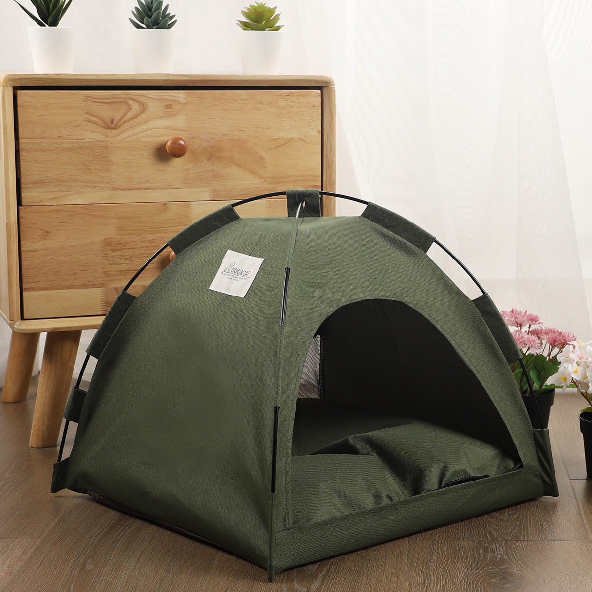 Foldable Pet Tent Bed  Cozy Indoor & Outdoor Cat & Dog House with Cushion