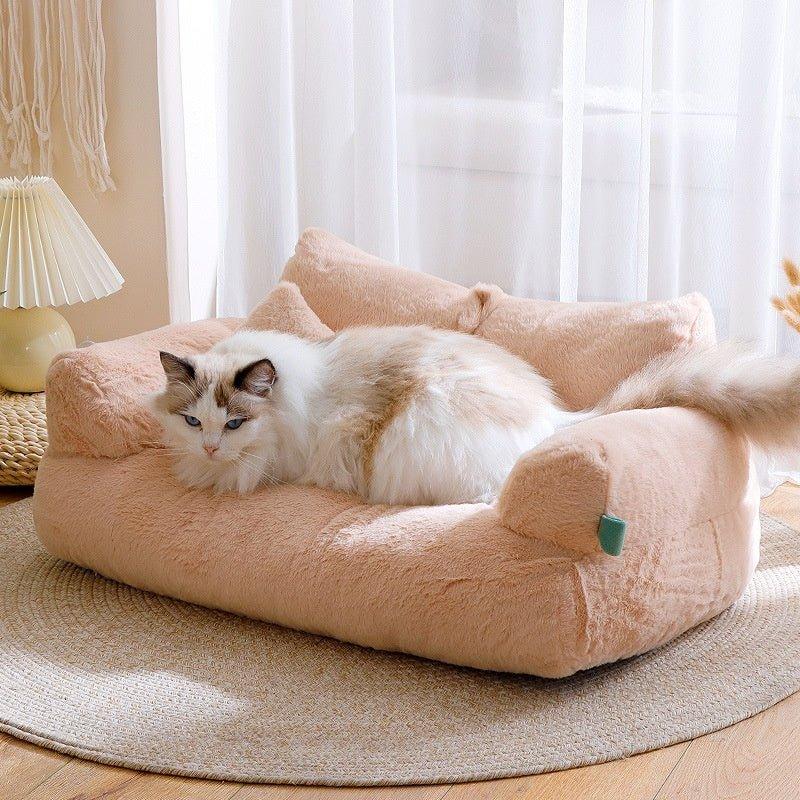 Flannel Warm Pet Sofa Bed™ – Ultra-Soft Plush Couch for Cats & Small Dogs - LITTLE LIVING THINGS